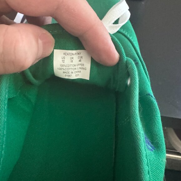 NWOT Polo Ralph Lauren Green Canvas Sneakers w/ Blue Polo Logo All Over, Mens 12 - Picture 7 of 7